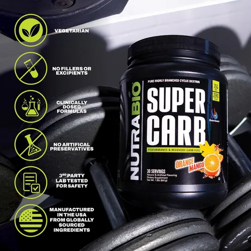 Miniatura 5 de NutraBio Super carbohidratos, carbohidratos en polvo con dextrina en racimo y electrolitos, suplemento avanzado de carbohidratos en polvo