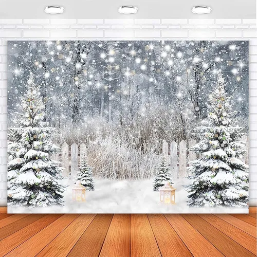 Miniatura 9 de Avezano Telón de Fondo de Fotografía de Invierno Purpurina Bosque Nevado Pino Árbol Fondo Nieve Navidad Xmas Fiesta de Vacaciones Decoración