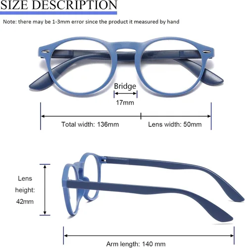 Miniatura 6 de DXYXYO Lectores redondos para mujer, paquete de 4, lentes de lectura anti luz azul con bisagra de resorte para hombre