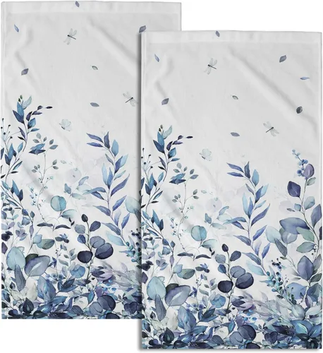 Miniatura 15 de Juego de 2 toallas de mano para el 4 de julio, 14 x 28 pulgadas, diseño patriótico de hojas florales rojas y azules, absorbentes y suaves