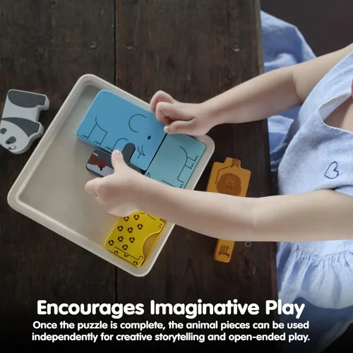 Miniatura 6 de PlanToys Juego de rompecabezas de animales de madera para niños a partir de 3 años Juego de lógica Montessori y juego a juego que desarrolla
