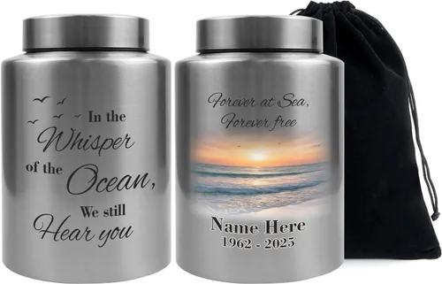 Miniatura 26 de Urna personalizada para cenizas humanas, contenedor de cenizas de cremación con foto personalizada con retrato, urna conmemorativa funeraria