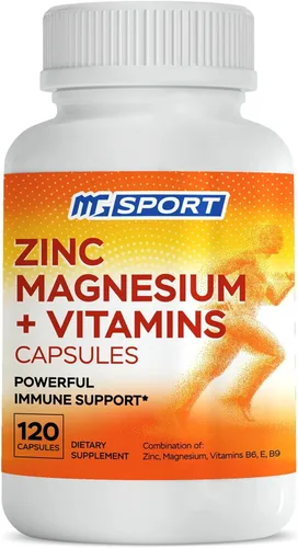 Magnesio, zinc y vitaminas B6, B9, ácido fólico, alta absorción para apoyo inmunológico, recuperación muscular, fácil de poner el estómago, 120