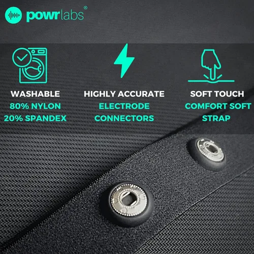 Miniatura 5 de Wahoo Tickr, Polar H7, Garmin HRM Coospo - Correa de repuesto para monitor de frecuencia cardíaca (Powr Labs, M-XXL)