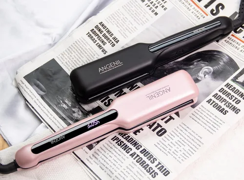 Miniatura 5 de ANGENIL Plancha de cerámica para alisar y rizar el cabello 2 en 1, plancha profesional para cabello más brillante y suave, pantalla LCD, Rosa