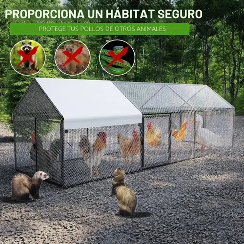 Miniatura 7 de NUGRIART Gallinero de Metal con Cubierta Impermeable, 79"x40"x40" Jaula Portátil para Aves de Corral, Gallinero Exterior para Patio Trasero Granja
