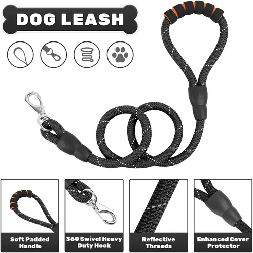 Miniatura 4 de Correa para perro, correa de nailon de 4 pies para perro, correas resistentes con cómodo mango acolchado para pasear perros medianos y grandes