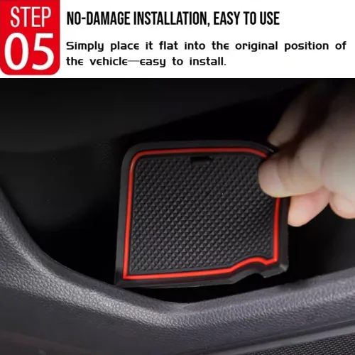 Miniatura 7 de Great-luck Accesorios para el interior del automóvil, tapete de almacenamiento para puerta, tapete para portavasos, tapete antideslizante a prueba