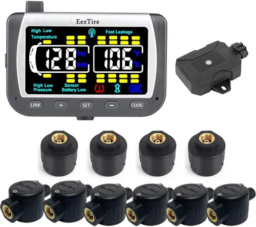 Miniatura 9 de EEZ RV Products EEZTire - Sistema de monitoreo de presión de neumáticos en tiempo real/24x7 - Monitor a color + 4 sensores + Sistema de refuerzo