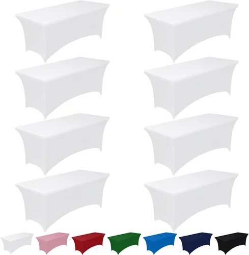 Miniatura 29 de Pureegg - Juego de 2 manteles de elastano ajustables de 1,2 m para mesas rectangulares, mantel elástico y sin arrugas para mesa de masajes, fiestas