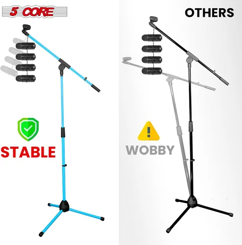 Miniatura 5 de 5 Core Soporte de micrófono de piso universal de altura ajustable trípode soportes de micrófono w brazo telescópico extensible plegable portátil w 2