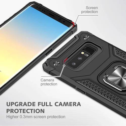 Miniatura 2 de YmhxcY Funda para Galaxy Note 8, funda para Galaxy Note 8 con protector de pantalla curvado 3D, fundas de grado armadura con soporte giratorio