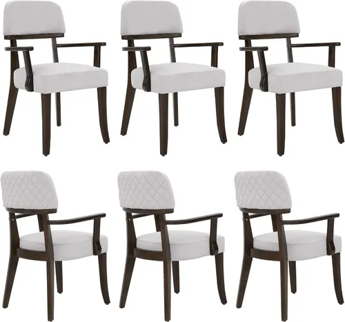Miniatura 30 de adochr Sillas de comedor de terciopelo con brazos, sillas de comedor tapizadas con patas de madera dura y respaldo curvado abierto, sillas de cocina