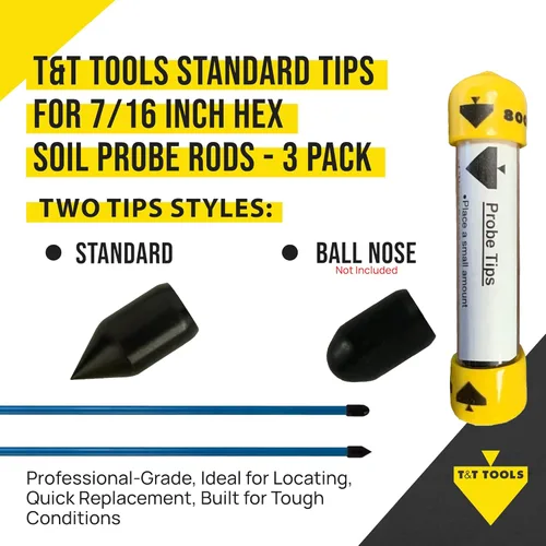 Miniatura 3 de T&T Tools Puntas estándar para varillas de sonda de suelo de 7/16 pulgadas, puntas de repuesto para Smart Stick, Mighty Probe, varillas de metal