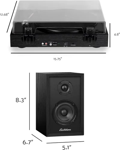 Miniatura 8 de Electrohome Montrose - Reproductor de discos de vinilo inalámbrico actualizable con Berkeley, altavoces Bluetooth alimentados, tweeter de 1 pulgada
