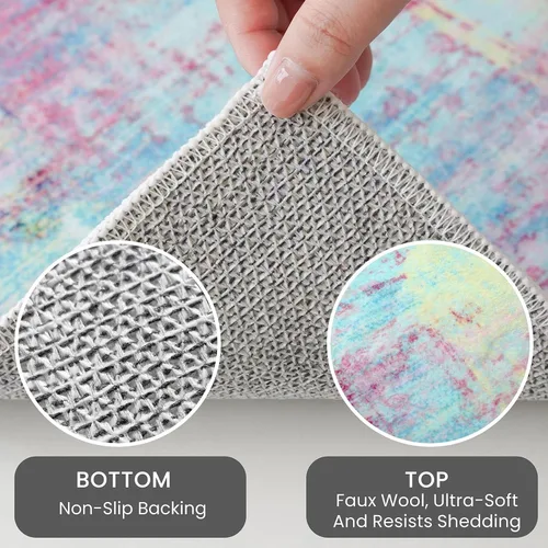 Miniatura 718 de IOHOUZE Alfombra abstracta lavable de 3 x 12 pies para pasillos, antideslizante para cocina, camino de entrada de lana sintética para interiores