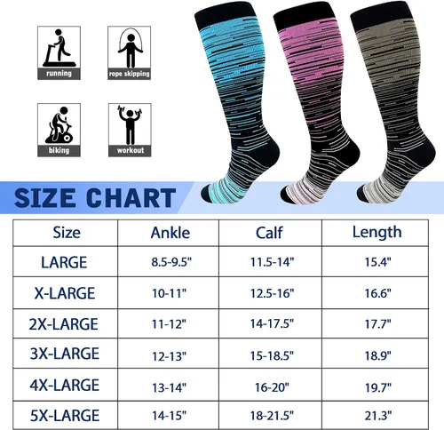 Miniatura 7 de WHOTAY Calcetines de compresión de talla grande para mujer, 20-30 mmHg, 2XL, 3XL, 4XL, 5XL, circulación diabética, transpirables para enfermera