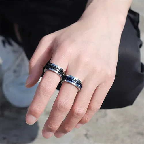 Miniatura 4 de Nanafast 3 anillos giratorios para la ansiedad, anillos giratorios de acero inoxidable para mujeres y hombres, anillos para aliviar el estrés