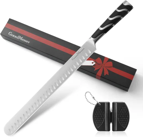 Cuchillo de trinchar, cuchillo de rebanar de 12 pulgadas para carne, acero alemán de primera calidad con mango ABS, para barbacoa, pechuga de pavo,
