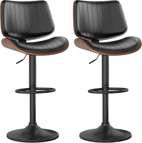 Miniatura 15 de YaFiti Adjustable Bar Stools, Modern Swivel PU Leather Counter Height Chairs with Backrest, Armless Kitchen Island Stools, Black 1 PCS
