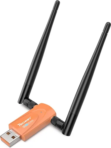 Miniatura 9 de Adaptador WiFi USB AC1300Mbps para PC - Techkey Dual 5Dbi Antena inalámbrica WiFi de alta ganancia Adaptador de red Dongle con 2.4GHz/400Mbps