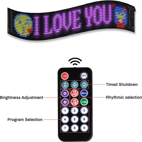 Miniatura 7 de Letrero LED flexible programable para ventana de automóvil, control de aplicación Bluetooth, pantalla de texto personalizado/animación
