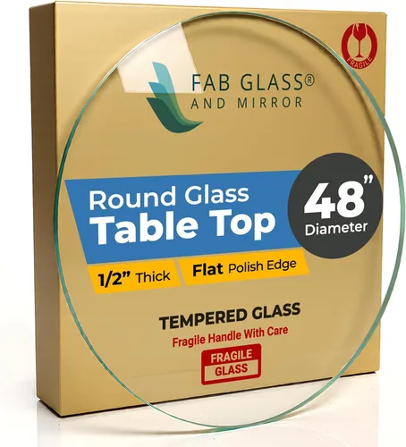 Miniatura 35 de Fab Glass - Mesa redonda de cristal de 48 in, grosor de 3/4 in, cristal pulido plano templado, Vidrio, Transparente