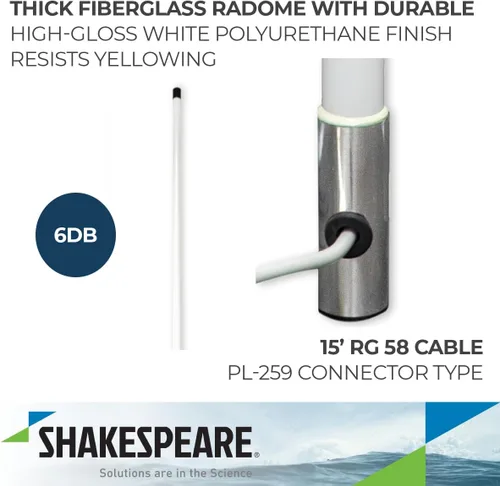Miniatura 3 de Shakespeare Antena Fase III VHF 8' 6225-R - Sin Cable