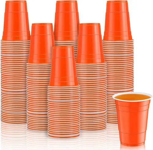Miniatura 8 de Lounsweer 100 vasos desechables de graduación de 16 onzas para fiesta, vasos de plástico resistentes para agua potable, para cumpleaños, baby Rosa