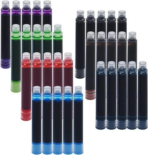 35 cartuchos de tinta, 0.134 in de diámetro de diámetro, pluma estilográfica, pluma de caligrafía, cartuchos de tinta recargables, 7 colores