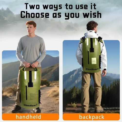 Miniatura 3 de Mochila impermeable de 55 litros, resistente a la suciedad, equipo esencial para kayak, senderismo, campamento, viajes en la playa con bolsa seca