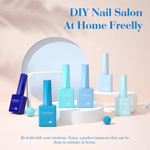 Miniatura 2 de CANNI - Juego de esmalte de uñas en gel azul de 6 colores 9ML Baby Royal Light Blue – Esmalte de uñas en gel inspirado en el océano Acuario