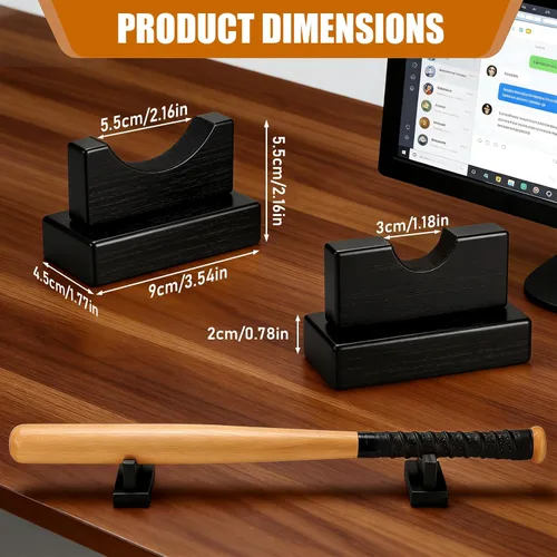 Miniatura 2 de TOBWOLF 2 vitrinas para bates de béisbol, soporte resistente para bates de béisbol, soporte de exhibición de bates de béisbol, estante horizontal