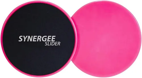 Synergee Deslizadores de zona central. Uso de doble cara en alfombras o suelos de madera dura. Equipo de ejercicio abdominal Rosa (Power Pink)
