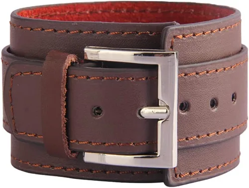Miniatura 4 de AZYOUNG Pulsera de cuero negro marrón blanco para hombres mujeres dos capas ajustable cinturón hebilla pulsera