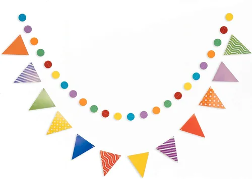 PapaKit Juego de decoración de banderines de papel y guirnalda circular, suministros de fiesta para niños y adultos (colores brillantes y atrevidos,