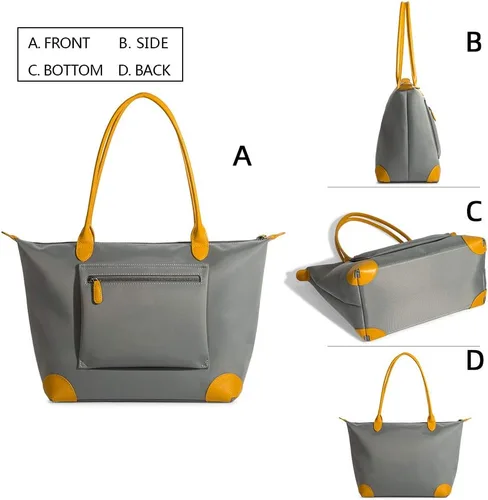 Miniatura 3 de DORIS&JACKY Bolso de mano para mujer, grande, ligero, de cuero, de nailon, para el trabajo, bolso de hombro y bolso de viaje plegable Large