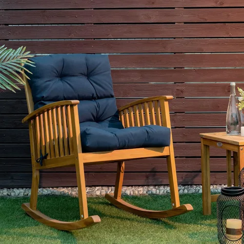 Miniatura 3 de Tangkula Cojín para silla de respaldo alto para patio, almohadillas de asiento para silla con lazos antideslizantes, cojines de repuesto