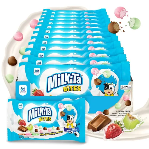 Milkita Bites - Caramelos de leche – Dulces saludables bajos en azúcar con leche real para niños y adultos – Tamaño de bocado, caramelo sin gluten