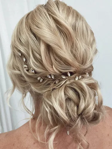 Jeairts Tocado de novia con diamantes de imitación para el cabello de boda, con purpurina, accesorios para el cabello nupcial para mujeres