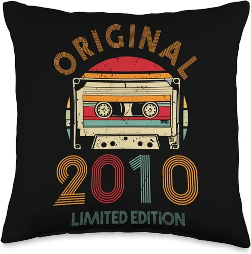 Retro Limited Edition 2010 Cassette Tape 16th Birthday Throw Pillow