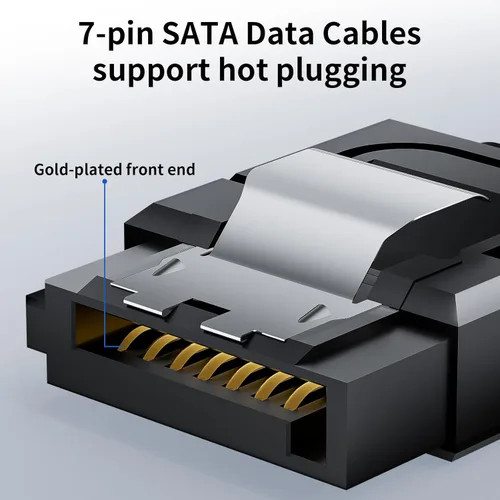 Miniatura 6 de BolAAzuL - Juego de 2 cables SATA III de ángulo recto y recto, cables de datos SATA de 90 grados + cable SATA 3 de recto a recto, cable SATA