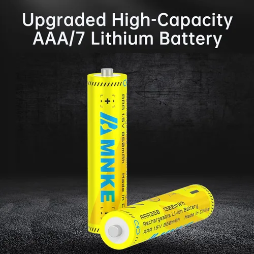 Miniatura 2 de 4 pilas de litio recargables AAA de 1.5 V1300 mWh, alta capacidad, más de 1000 ciclos, ciclo duradero de larga duración