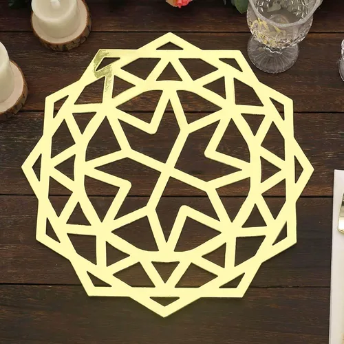 Miniatura 12 de Efavormart - Juego de 6 manteles individuales triangulares geométricos cortados con láser, 13 pulgadas, redondos, desechables, de cartón, 27.64 oz/m²
