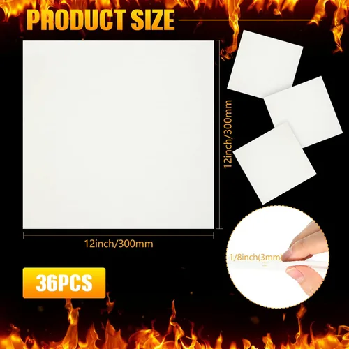 Miniatura 2 de Ctosree 36 juntas de aislamiento de papel de fibra de cerámica o revestimiento para horno, papel de horno blanco de alta temperatura, papel