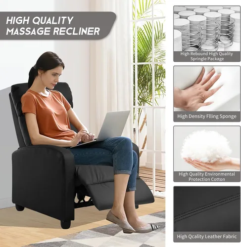 Miniatura 6 de Silla de masaje eléctrica, sillón reclinable para sala de estar, sillón reclinable de masaje, silla de masaje de cuero ajustable con control remoto
