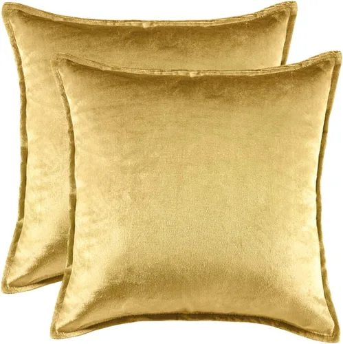 Miniatura 2 de GIGIZAZA - Fundas decorativas de terciopelo dorado para cojín, diseño cuadrado, 18 x 18 pulgadas, para sillón, sofá, paquete de 2