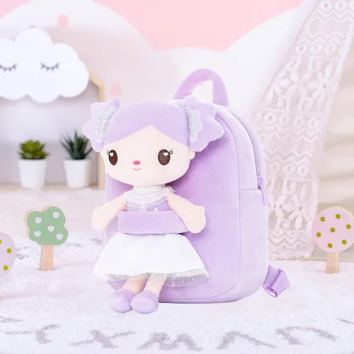 Miniatura 3 de Gloveleya Mochila para niños pequeños con muñeca púrpura caramelo de 9 pulgadas