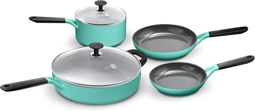 Miniatura 9 de GreenPan SmartShape - Juego de 6 ollas y sartenes de cerámica saludable, antiadherente, sin PFAS, apto para lavavajillas, rojo
