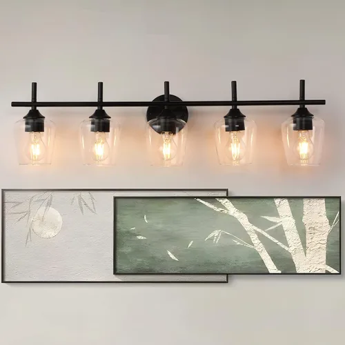 Miniatura 17 de Accesorios de luz de baño de 2 luces, Luz de tocador moderna negra, Lámpara de pared de baño para espejo, cocina, dormitorio, pasillo, sala